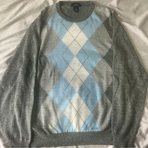 Dockers Gray and Baby Blue Argyle Crewneck Sweater